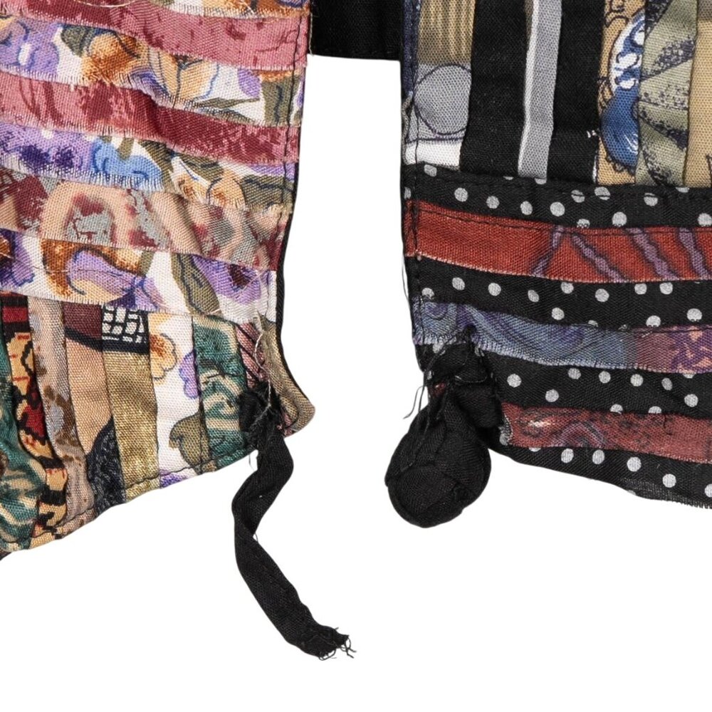 VTG Halsey Patchwork Vest M Boho Hippie Toggles Lagenlook Festival Indie TieBack - Picture 4 of 6